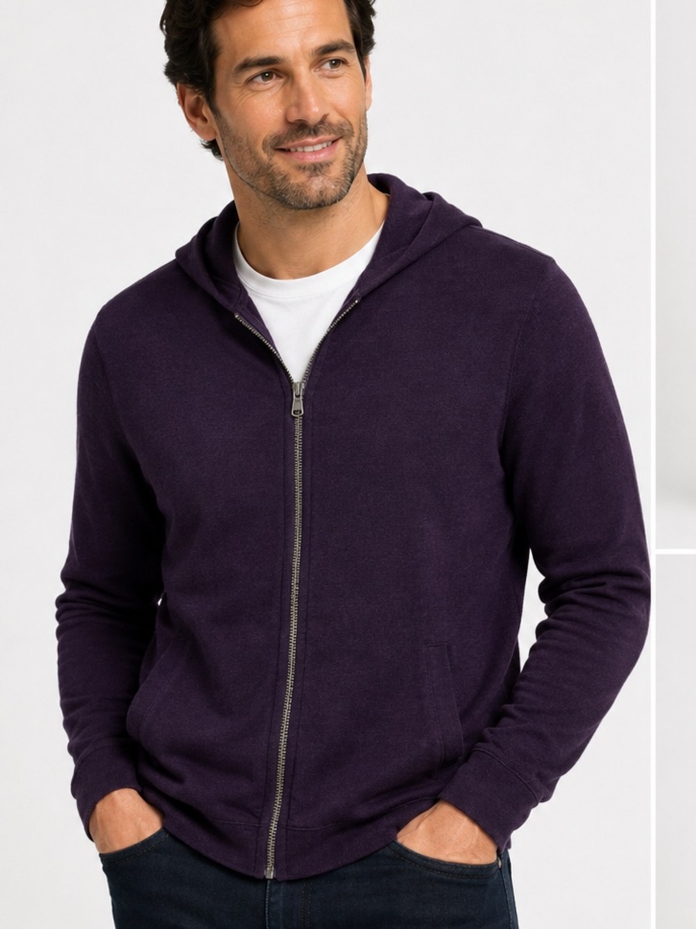 John Varvatos Star USA Men’s XL Purple Cotton Nylon Knit Full Zip Hoodie